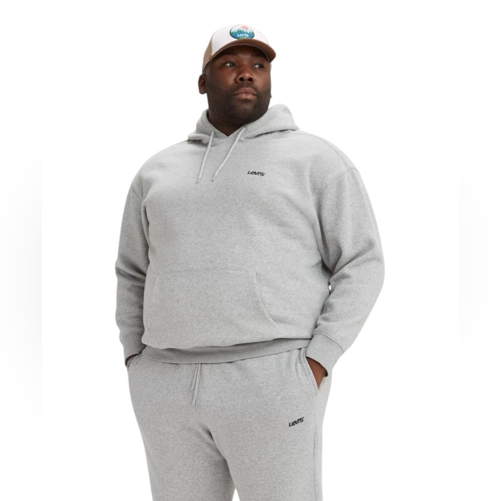 Levi's NWT Heather Gray Fleece Hoodie Relaxed Size XLT Comfy Tall Fit Casual